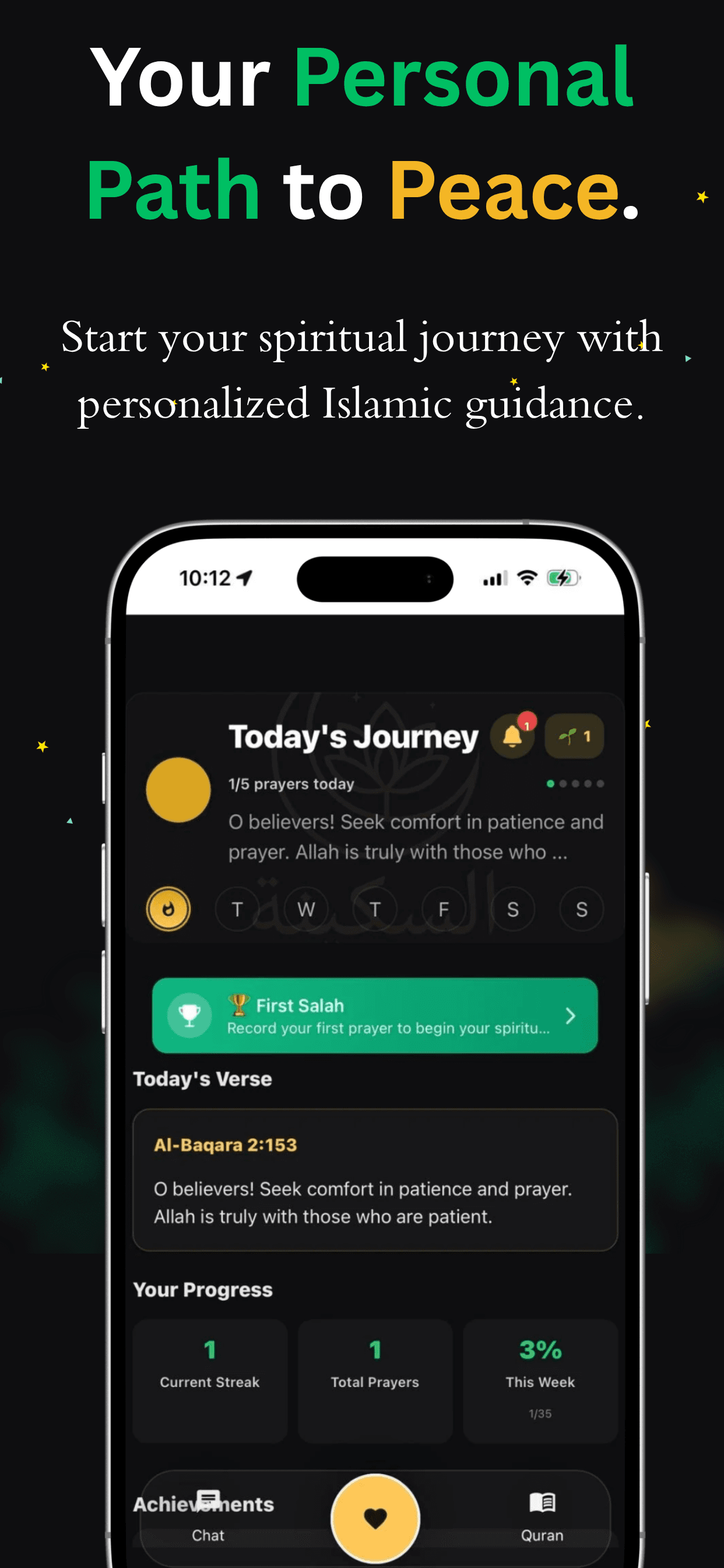 App home screen showing prayer times for the day