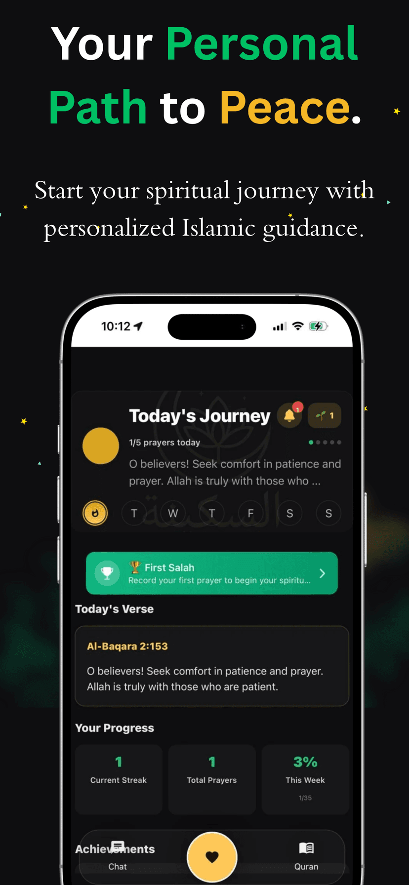 App home screen showing prayer times for the day